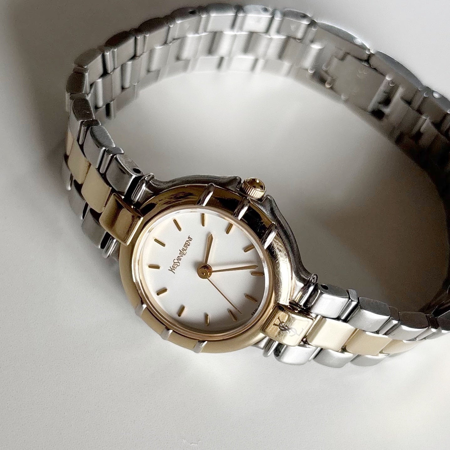 Yves Saint Laurent 1990s Round Dial Two Tone Watch