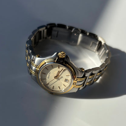 Gucci 1990s Date Gold Plated Two Tone Watch