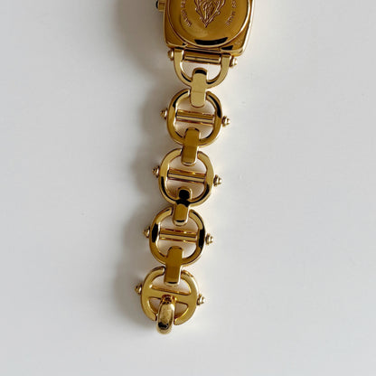 Gucci 1990s Black Dial Gold Plated Watch