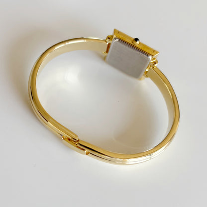 Yves Saint Laurent 1990s Green Dial Gold Plated Bangle Watch