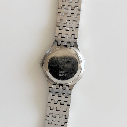 Dior 1990s Date Round Dial Silver Watch