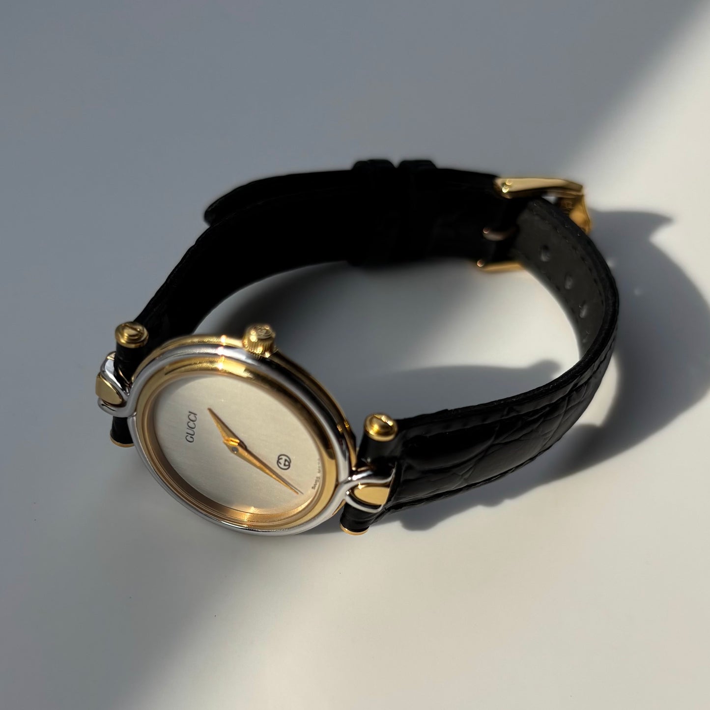 Gucci 1990s Round Dial Two Tone Watch