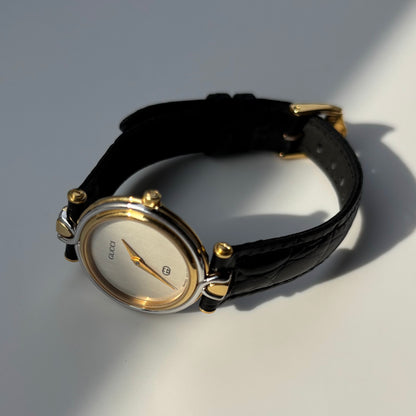 Gucci 1990s Round Dial Two Tone Watch
