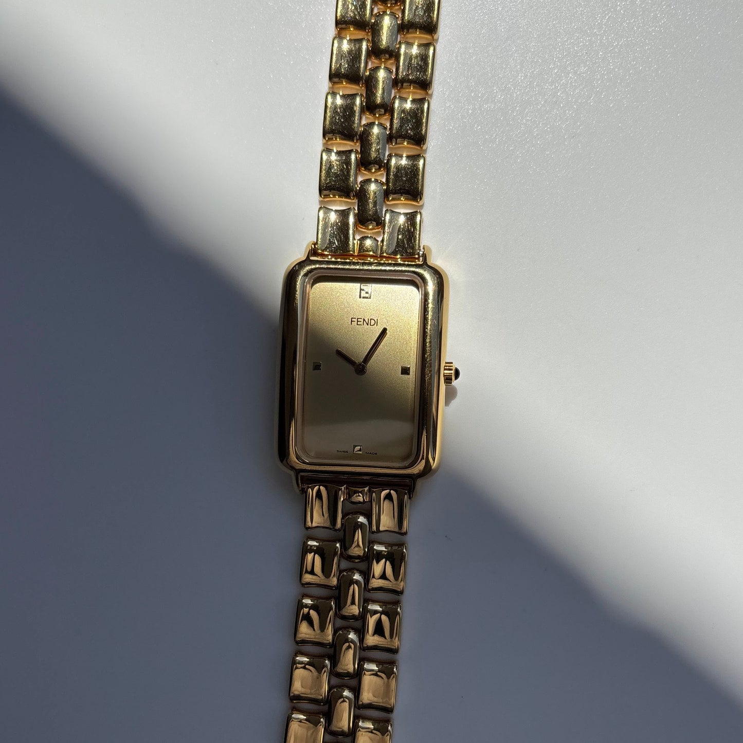 Fendi 1990s Tank Gold Plated Watch (Large)