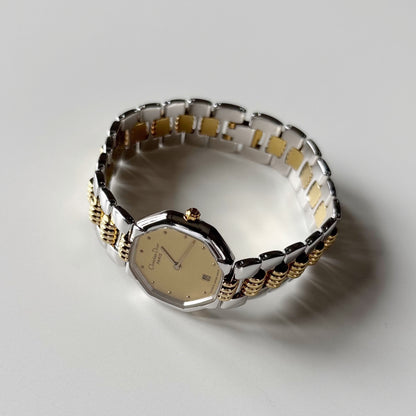 Dior 1990s Octagon Dial Two Tone Gold Plated Watch
