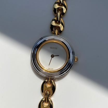 Gucci 1990s Interchangeable Bezel Gold Plated Watch with 6 bezels, case (165m)