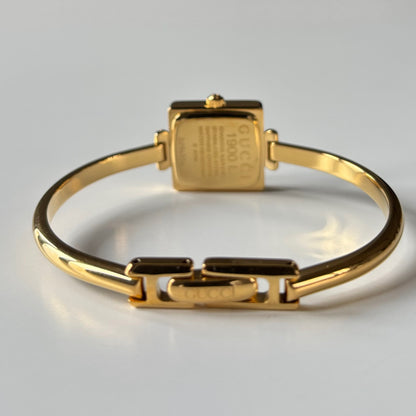 Gucci 1990s Square Dial Gold Plated Bangle Watch