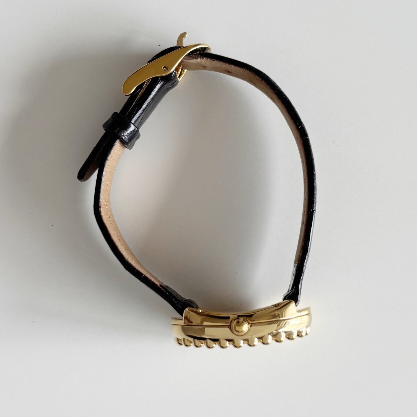 Dior 1990s Baignoire Gold Plated Leather Watch