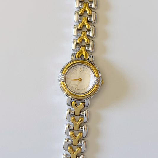 Yves Saint Laurent 1990s Two Tone Round Watch