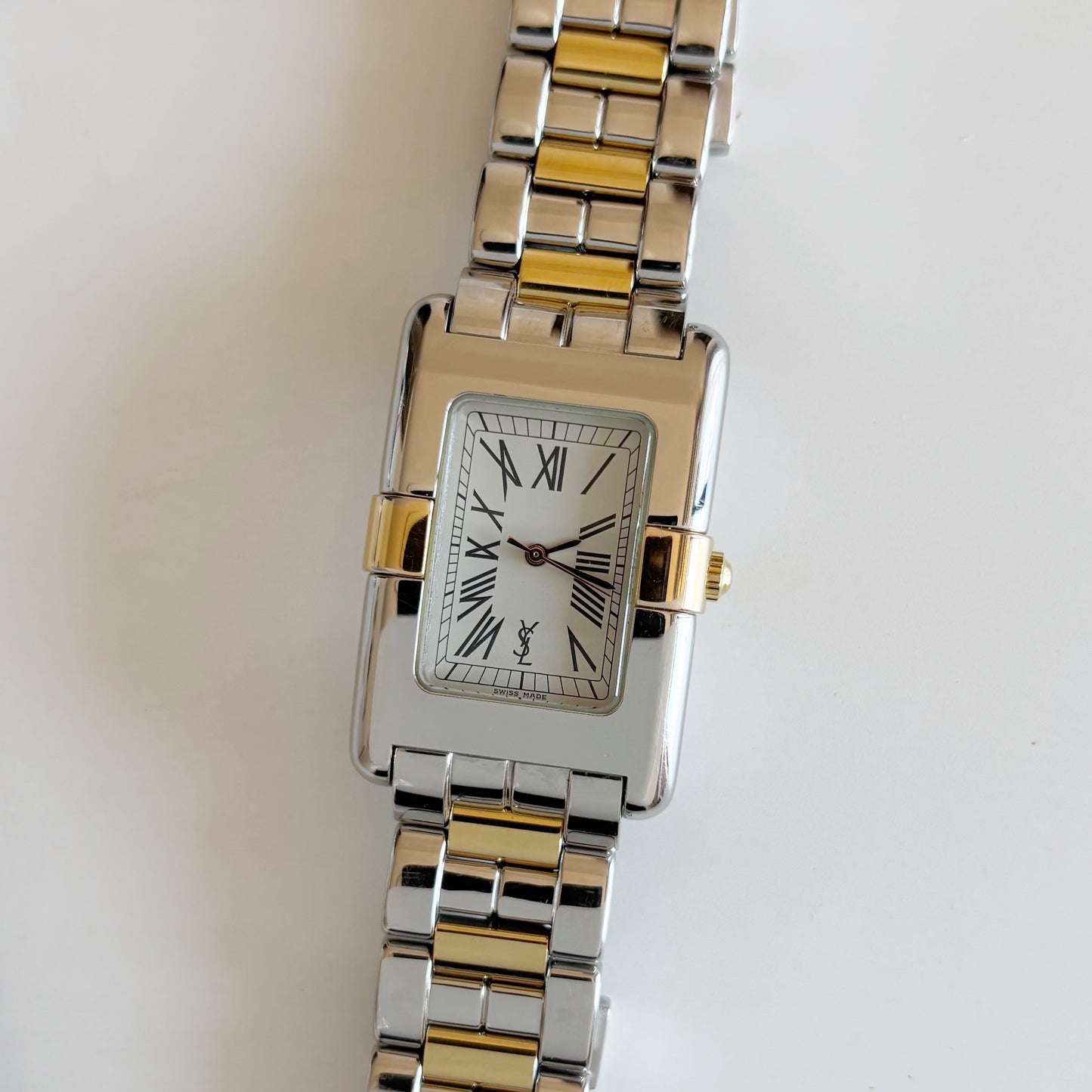 Yves Saint Laurent 1990s Two Tone Tank Watch (Large)