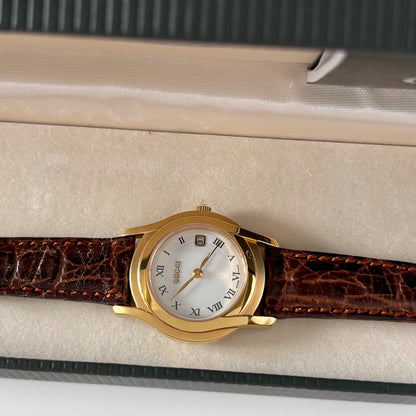 Gucci 1990s Date Round Dial Gold Plated Watch