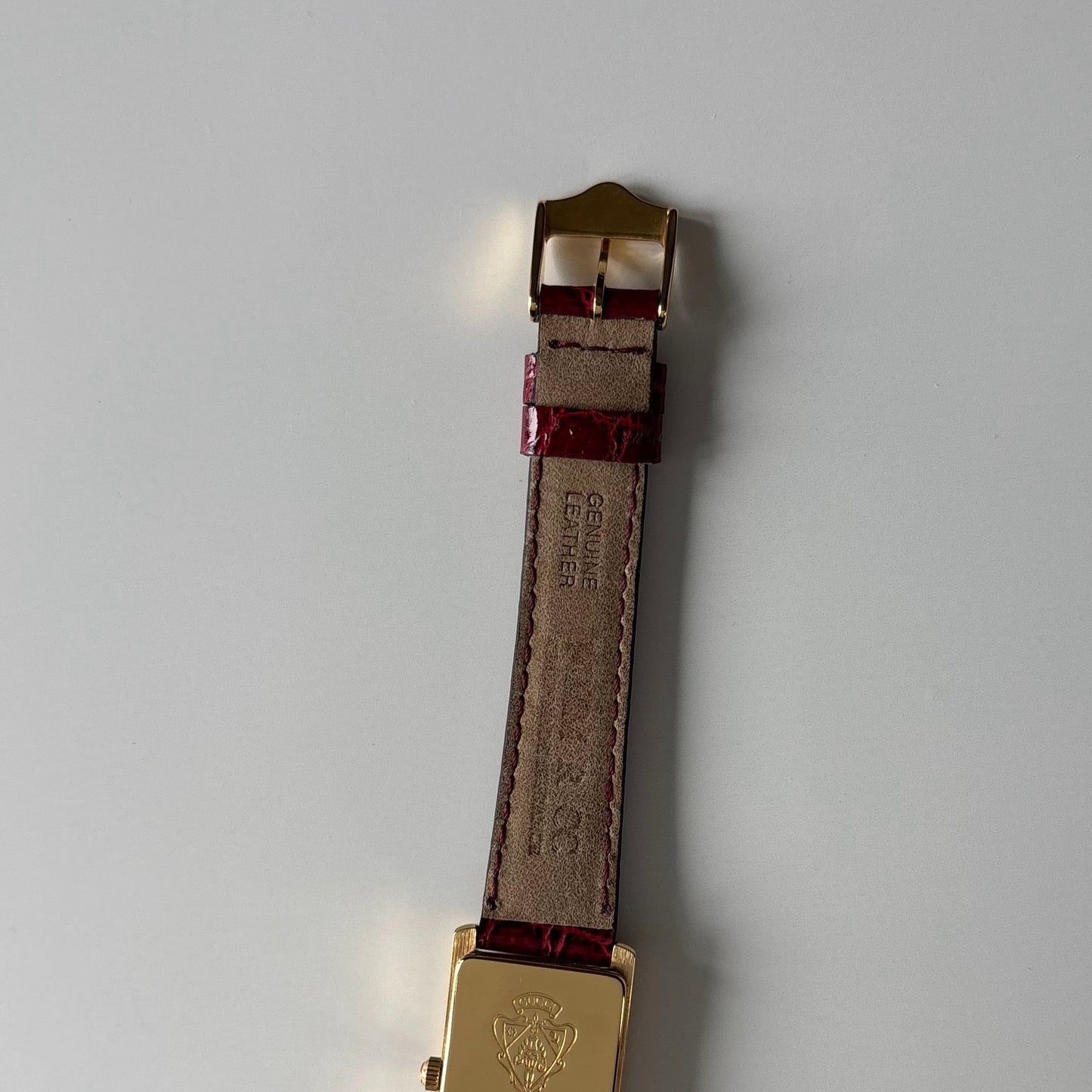 Gucci 1990s Red Tank Gold Plated Watch
