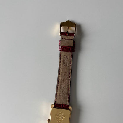 Gucci 1990s Red Tank Gold Plated Watch