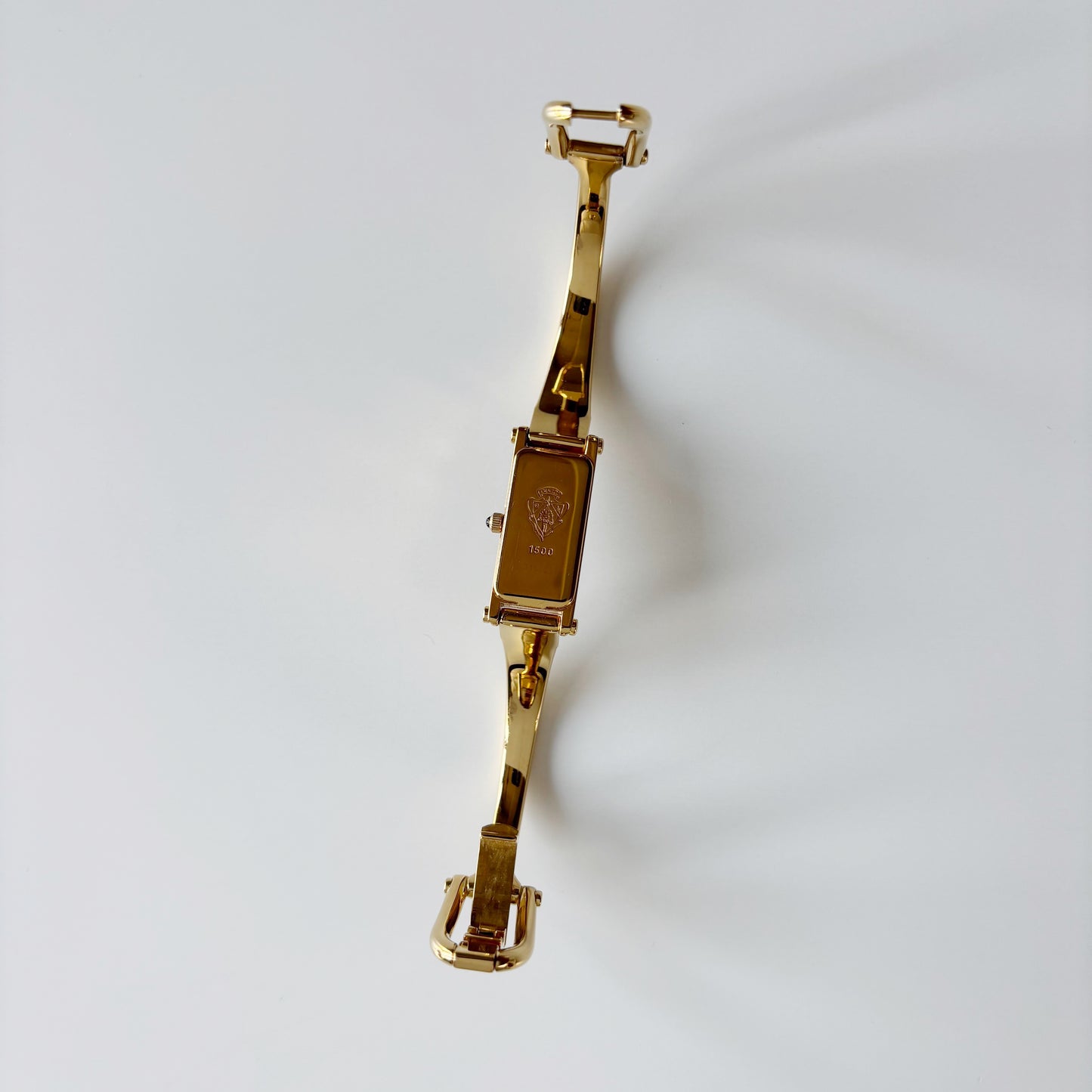 Gucci 1990s Black Dial Gold Plated Bangle Watch