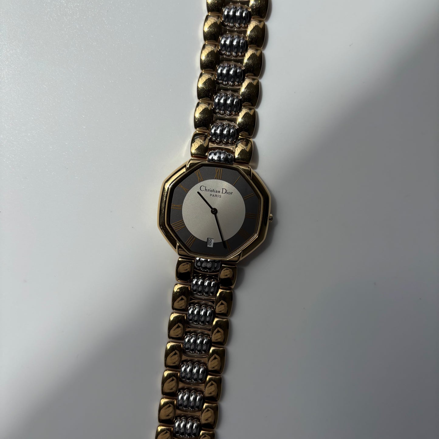 Dior 1990s Octagon Date Dial Two Tone Watch (Large) (5/31)