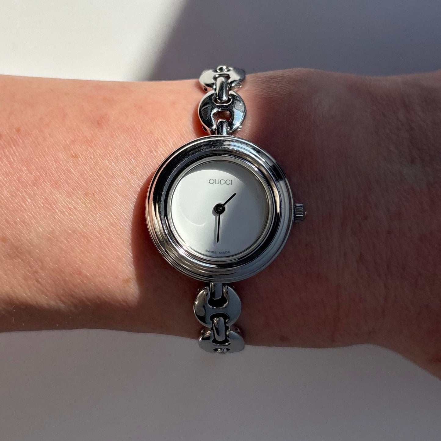 Gucci 1990s Interchangeable Bezel Stainless steel Watch with 6 bezels, case (165mm)