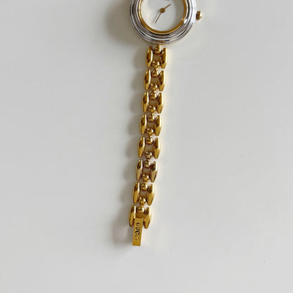 Gucci 1990s Interchangeable Bezel Gold Plated Rice Chain Watch with 6 bezels, case (160mm)