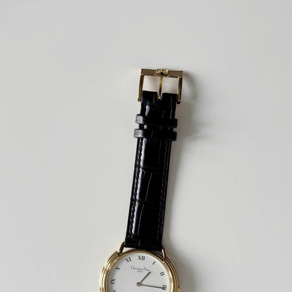 Dior 1990s CD Logo Round Dial Gold Plated Watch (Large)