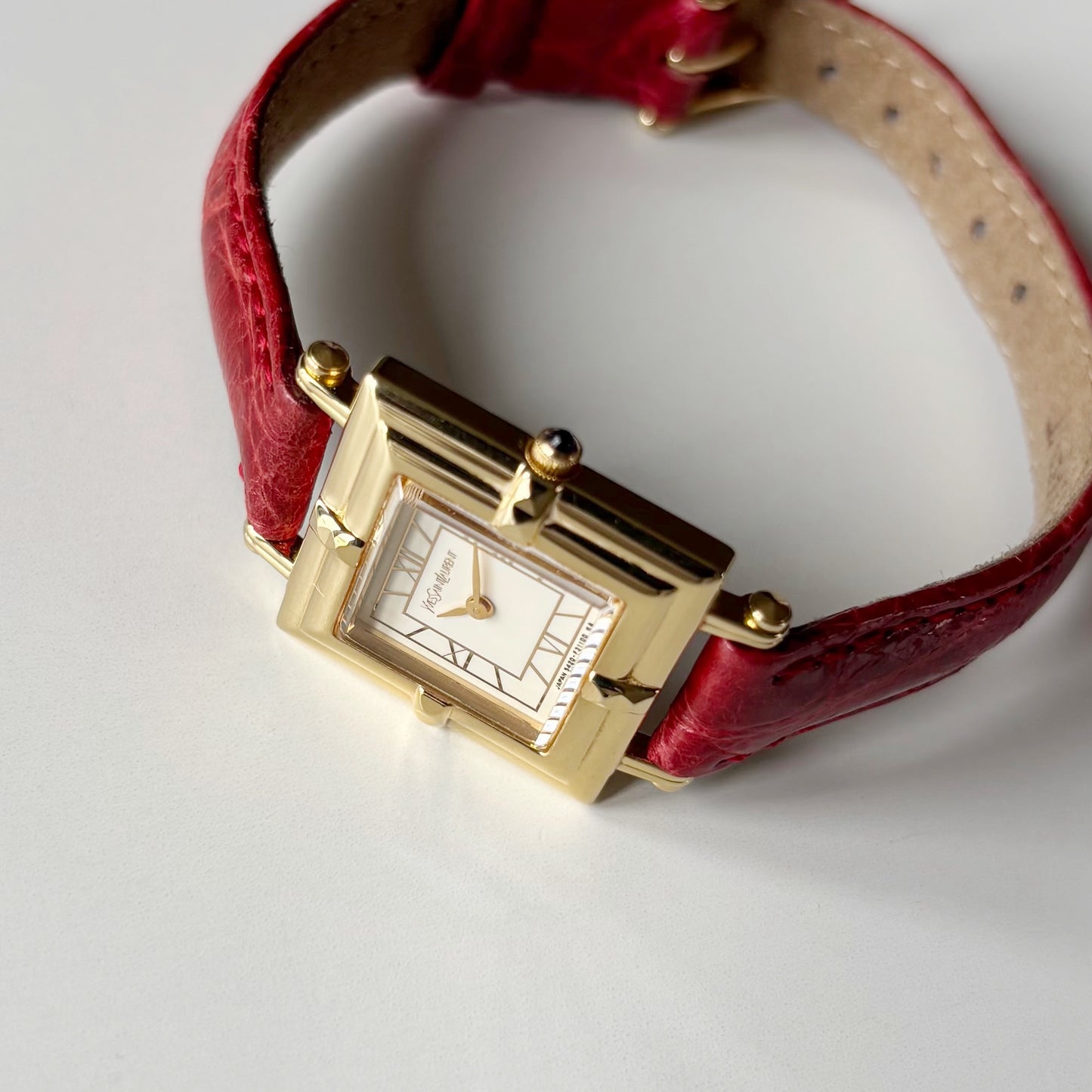Yves Saint Laurent 1990s Square Dial Gold Plated Watch