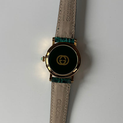 Gucci 1990s Date Round Dial Gold Plated Watch