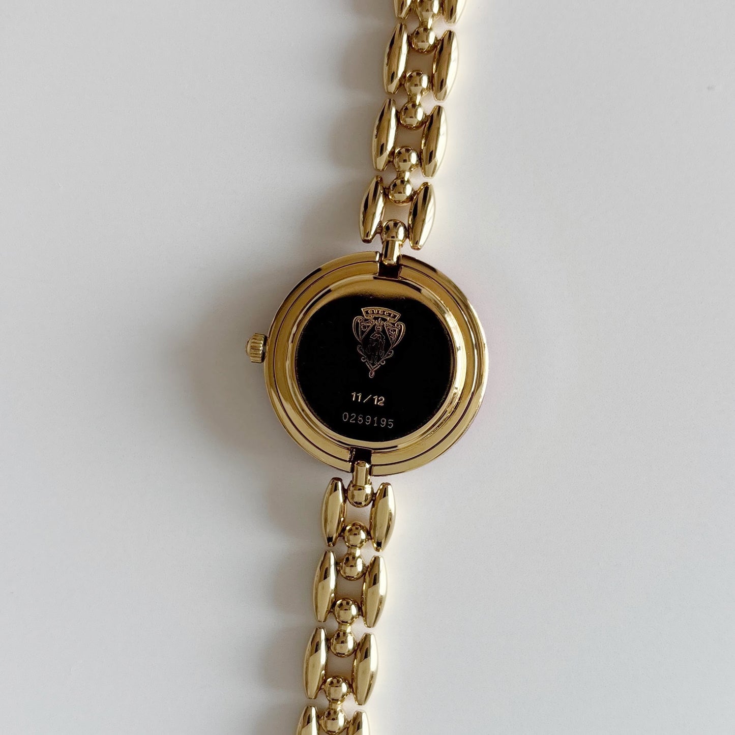 Gucci 1990s Interchangeable Bezel Gold Plated watch with 6 bezels, case (160cm)