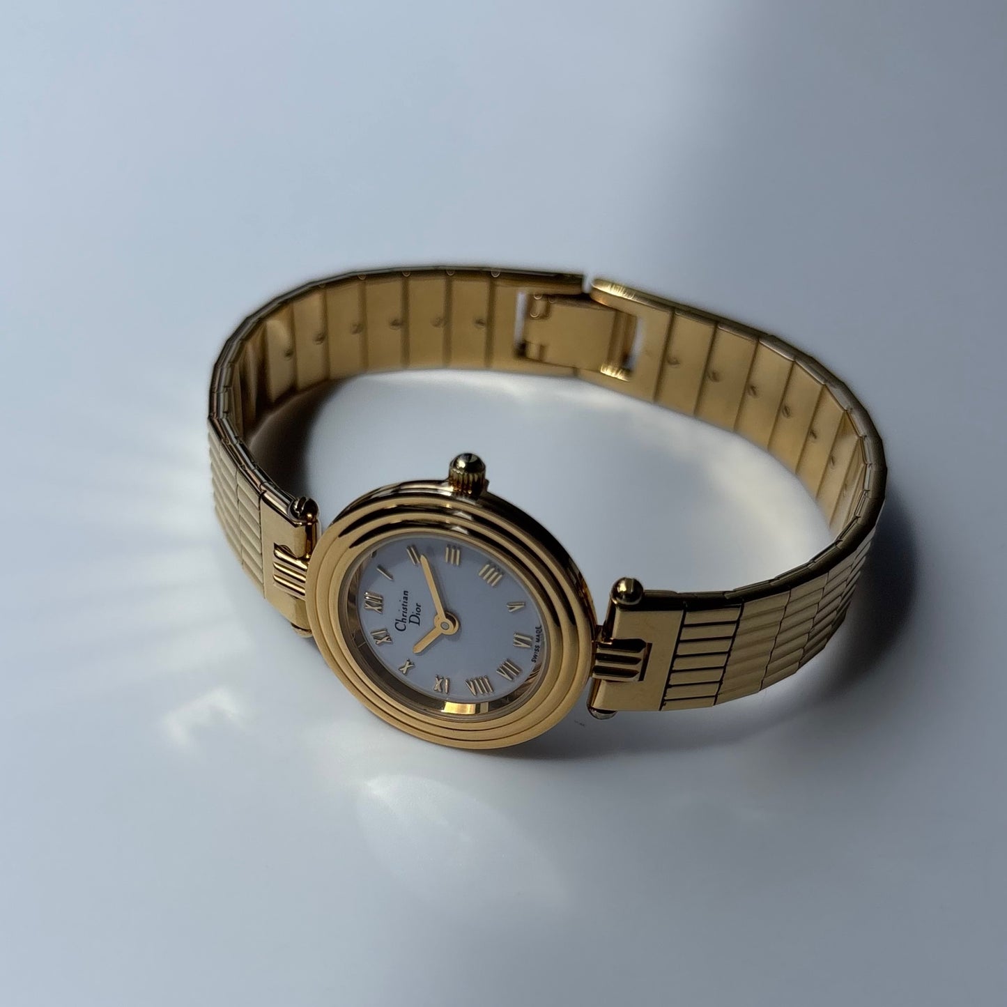 Dior 1990s Round Dial Gold Plated Watch
