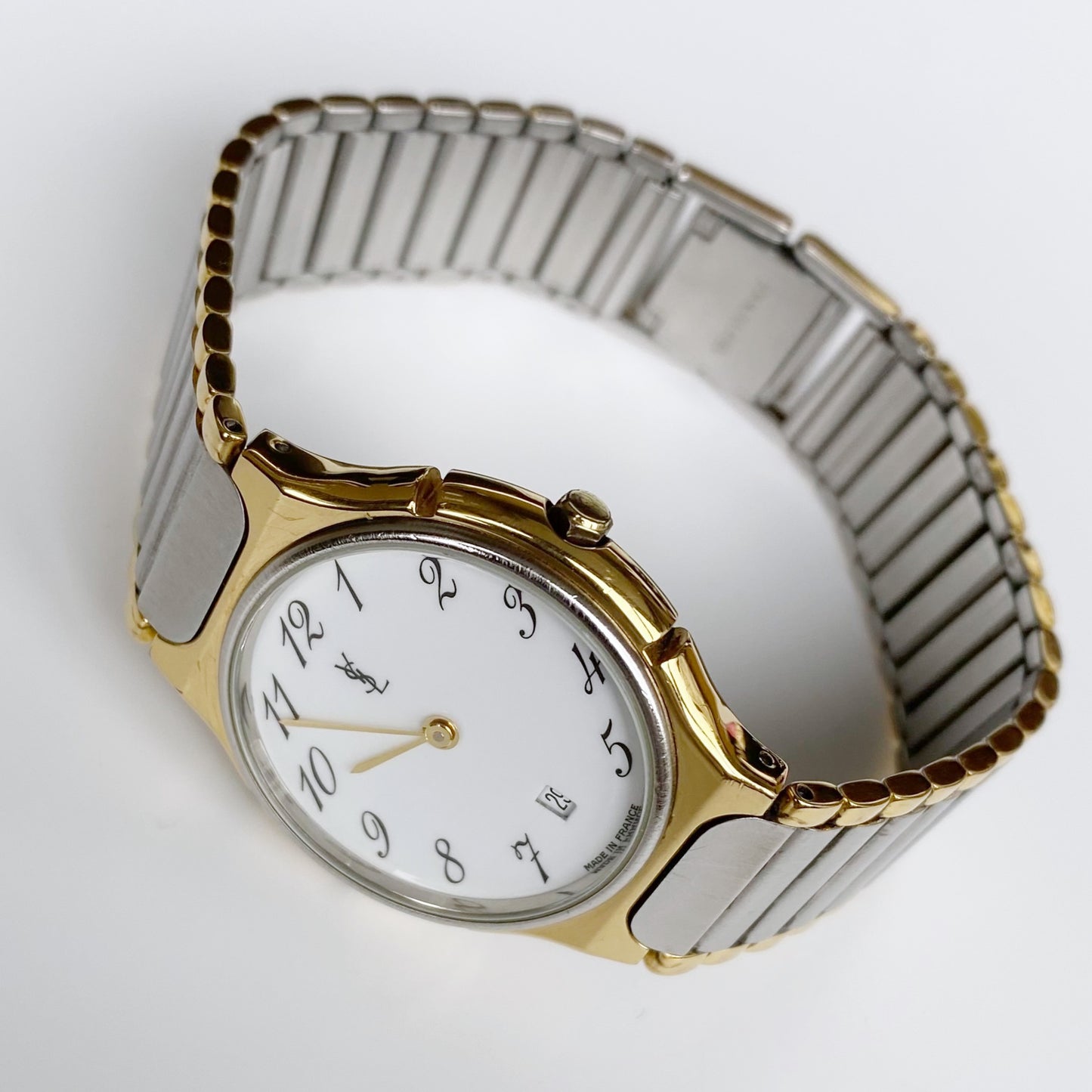 Yves Saint Laurent 1990s Date Two Tone Watch