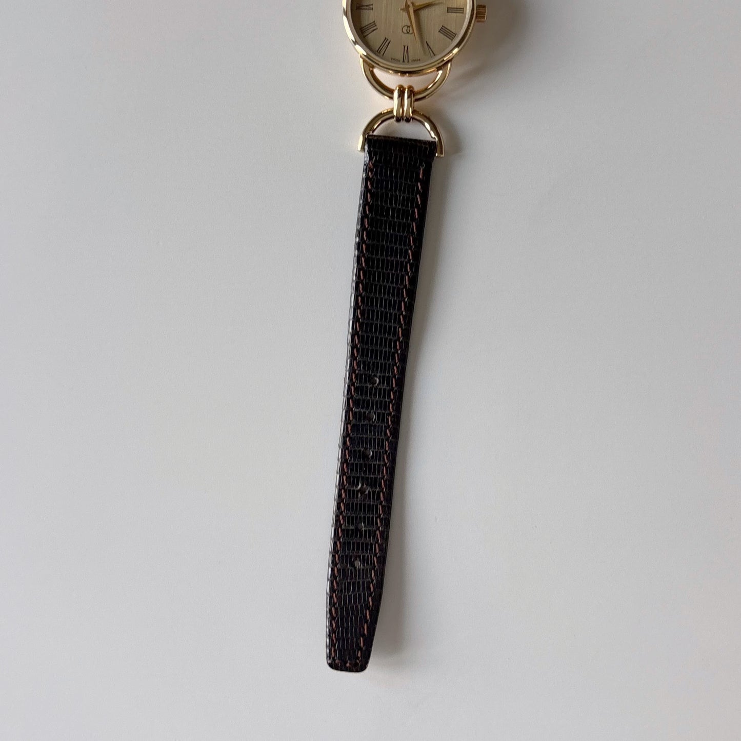 Gucci 1980s Round Dial Horsebit Gold Plated Watch