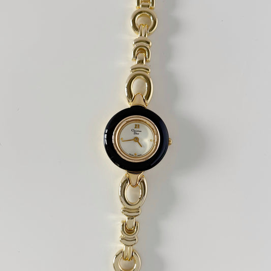 Dior 1990s Interchangeable Bezel Gold Plated Watch