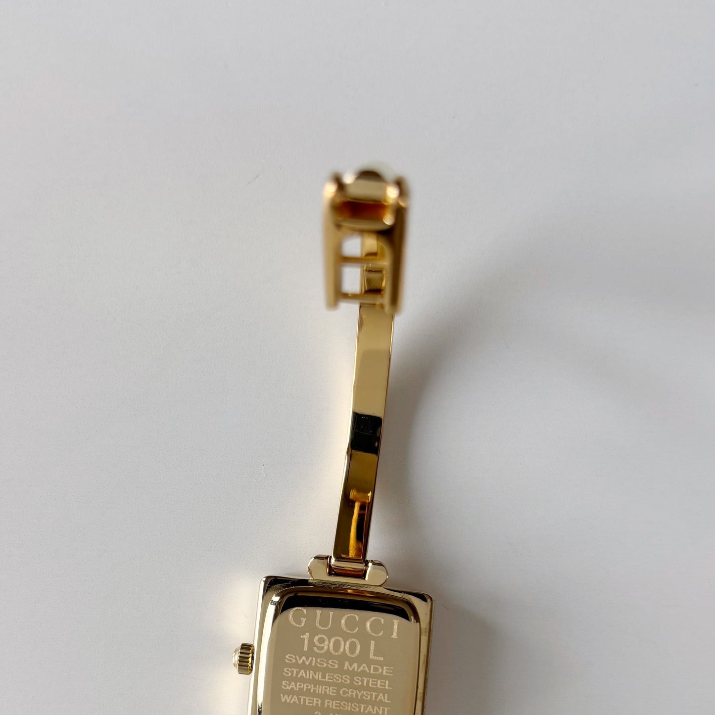 Gucci 1990s Square Dial Gold Plated Bangle Watch