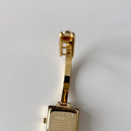 Gucci 1990s Square Dial Gold Plated Bangle Watch