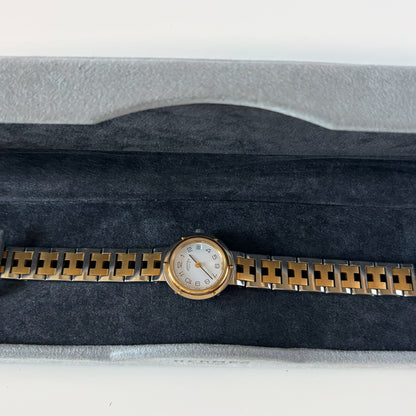 Hermes 1990s Clipper Round Dial Two Tone Watch