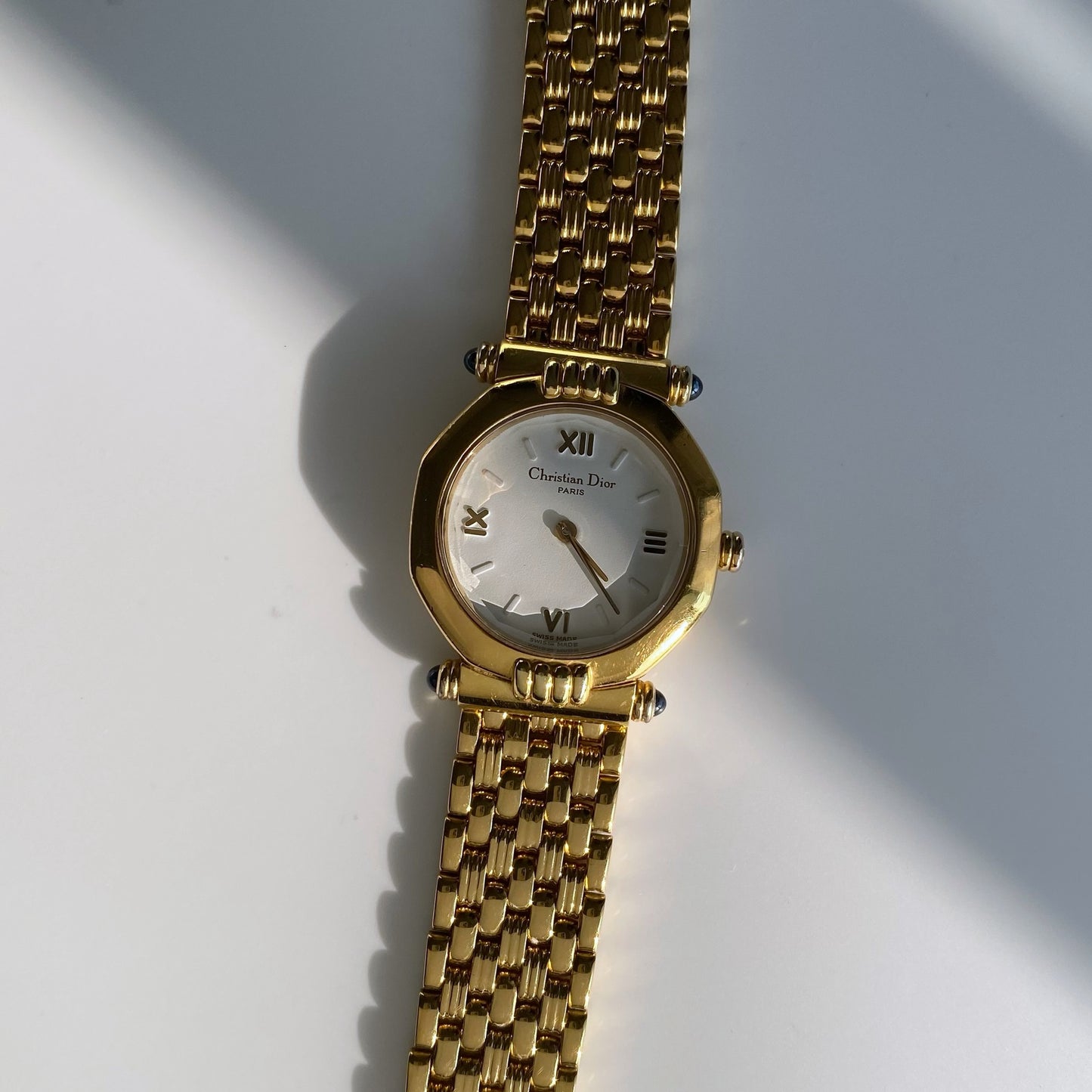 Dior 1990s Octagon Gold Plated Watch