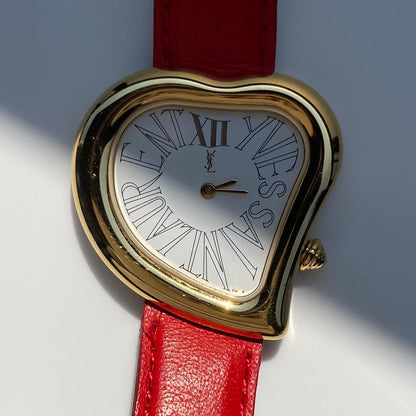 Yves Saint Laurent 1990s Heart shaped Dial Gold Plated Watch