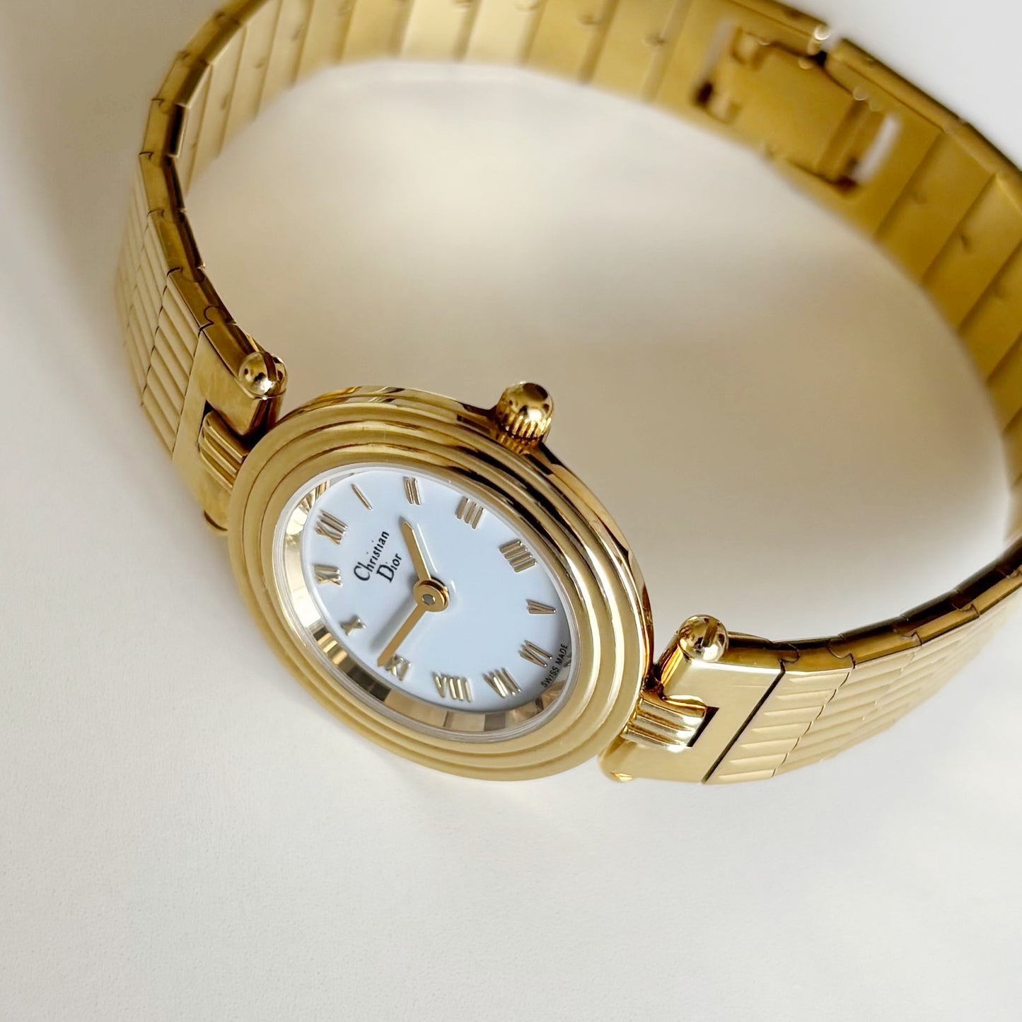 Dior 1990s Round Dial Gold Plated Watch
