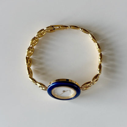 Gucci 1990s Interchangeable Bezel Gold Plated Rice Chain Watch with 6 bezels, case (170mm)