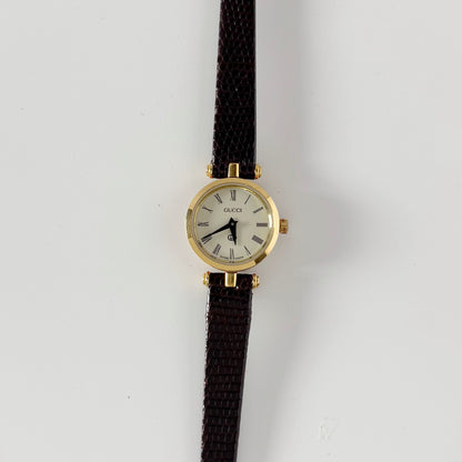 Gucci 1990s Sherry Round Dial Gold Plated Watch