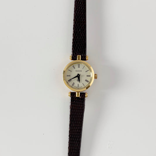 Gucci 1990s Sherry Round Dial Gold Plated Watch