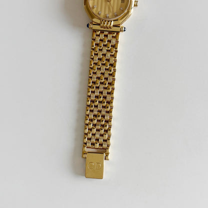Dior 1990s Octagon Dial Gold Plated Watch