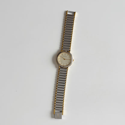 Yves Saint Laurent 1990s Round Dial Gold Plated Two Tone Watch (Large)