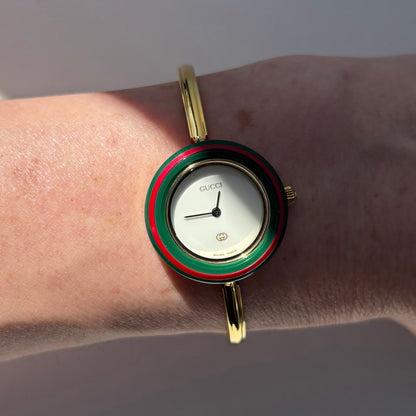 Gucci 1990s Interchangeable Bezel Gold Plated Watch with 12 bezels, case (Small)