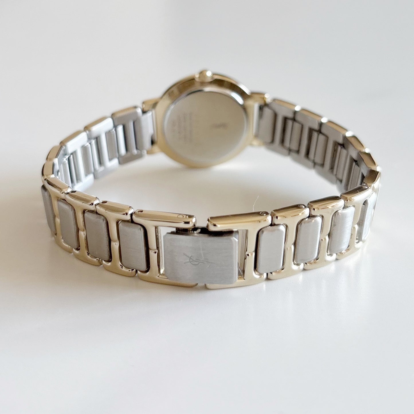 Yves Saint Laurent 1990s Black Dial Two Tone Watch