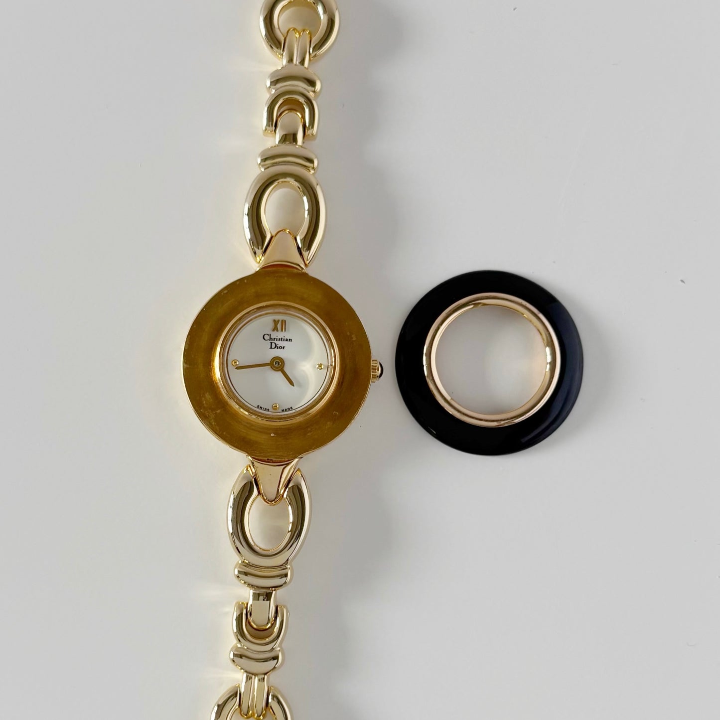 Dior 1990s Interchangeable Bezel Gold Plated Watch