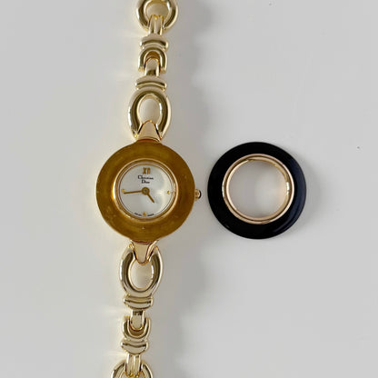 Dior 1990s Interchangeable Bezel Gold Plated Watch