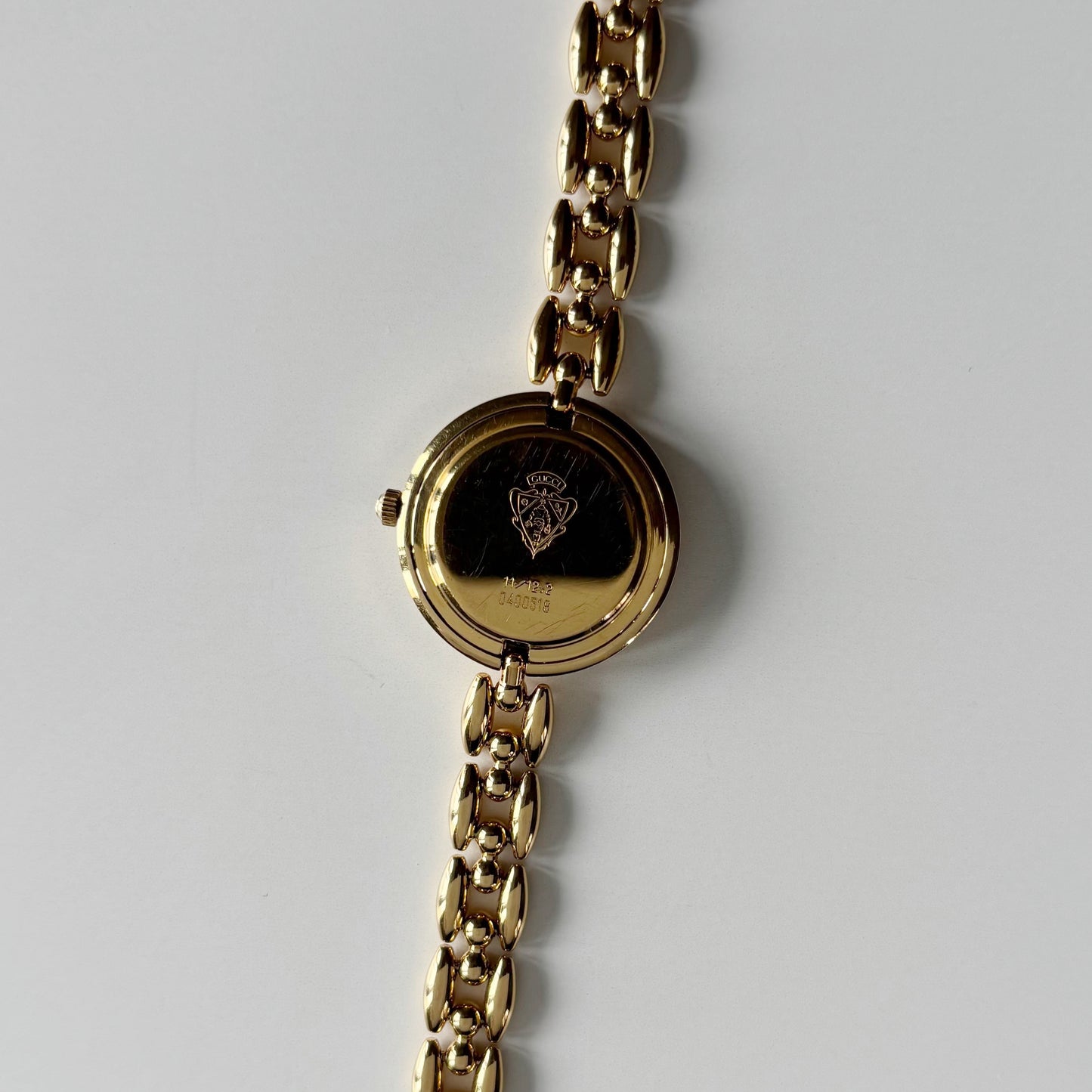 Gucci 1990s Interchangeable Bezel Gold Plated Rice Chain Watch with 6 bezels, case (160mm)
