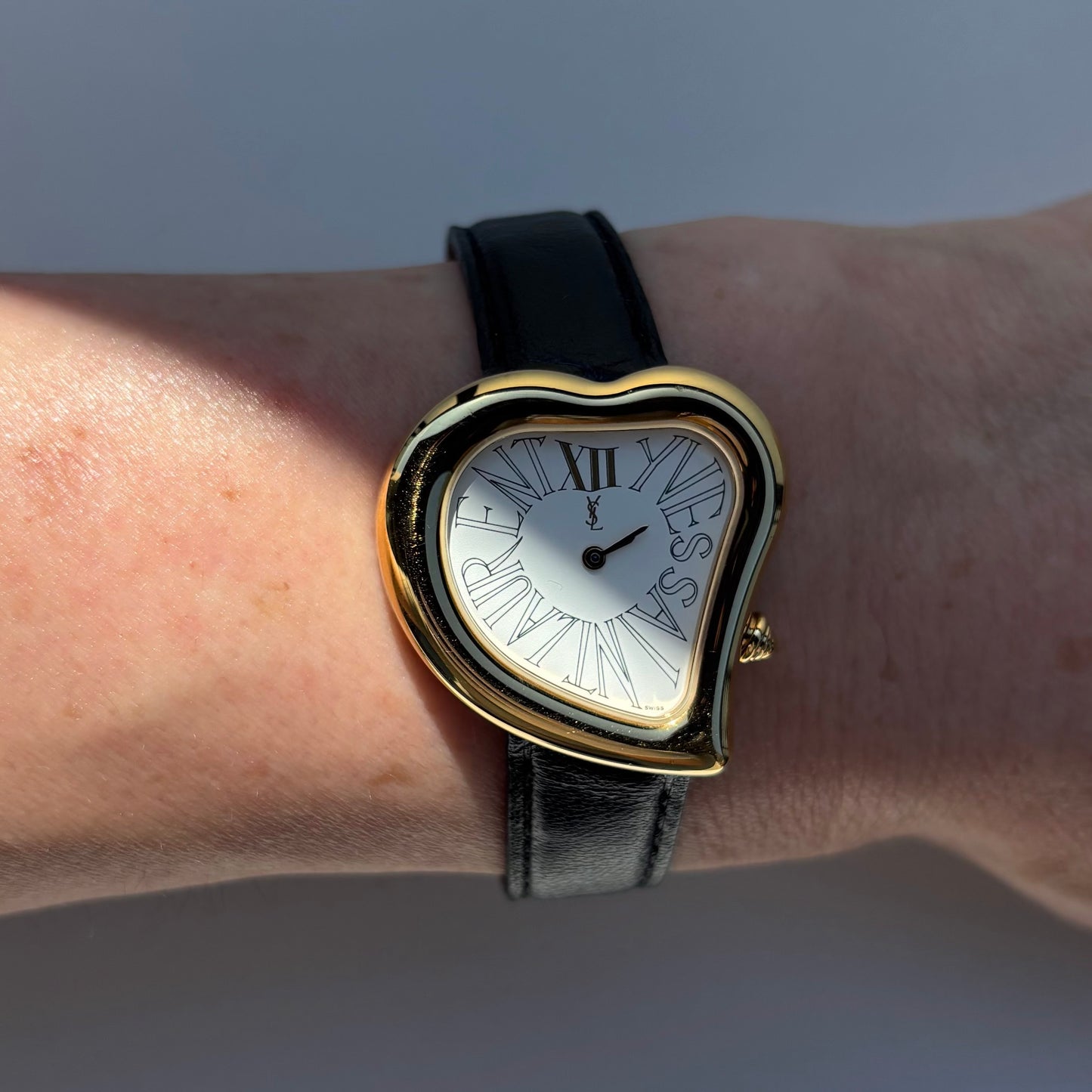 Yves Saint Laurent 1990s Heart Shaped Gold Plated Watch
