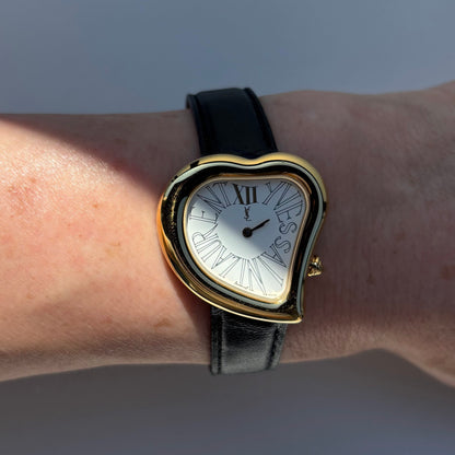 Yves Saint Laurent 1990s Heart Shaped Gold Plated Watch