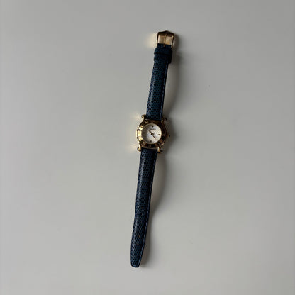 Gucci 1990s White Round Dial Gold-Plated Watch