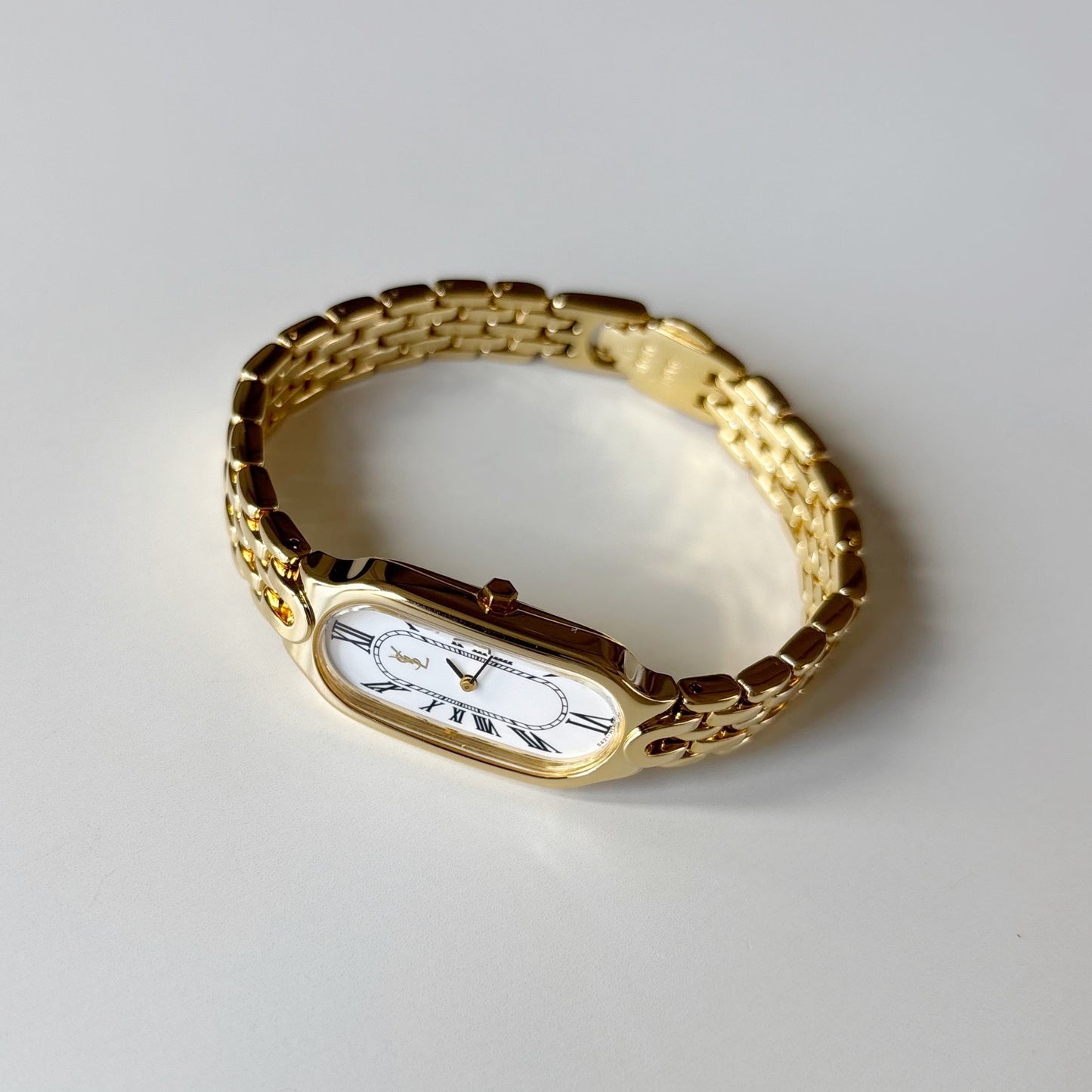 Yves Saint Laurent 1990s Oval Dial Gold Plated Watch