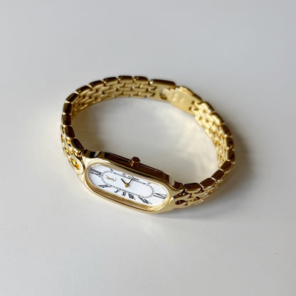 Yves Saint Laurent 1990s Oval Dial Gold Plated Watch